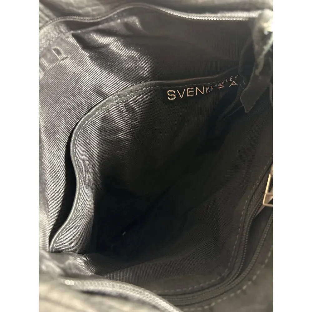 Sven Barkeley‎ USA Colorblock Black/Pewter Lightweight Leather Crossbody Bag